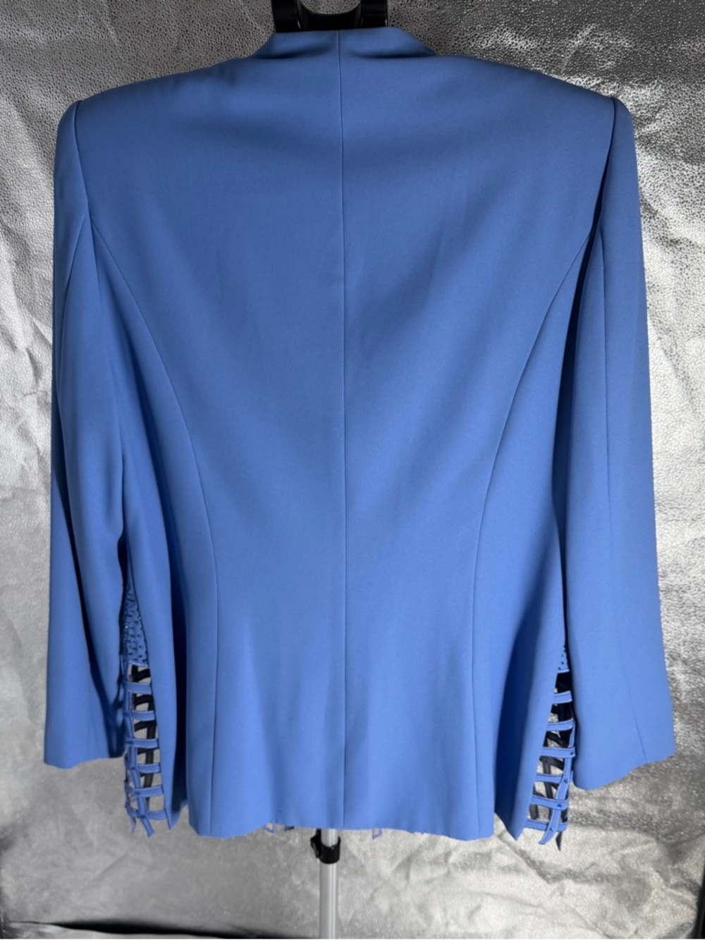 Moshita Coulture Embellished Periwinkle Blue 2pc Church Skirt Suit Jacket Sz 14 - Picture 4 of 6